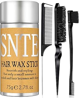 Slick Back Hair Brush & Hair Wax Stick Set - Tames Frizz & Smooths Flyaways - Sleek Ponytails, Buns, Edges - Styling Cream/Gel/Balm/Pomade Stick for Women - Styling Accessories for Girls & Kids
