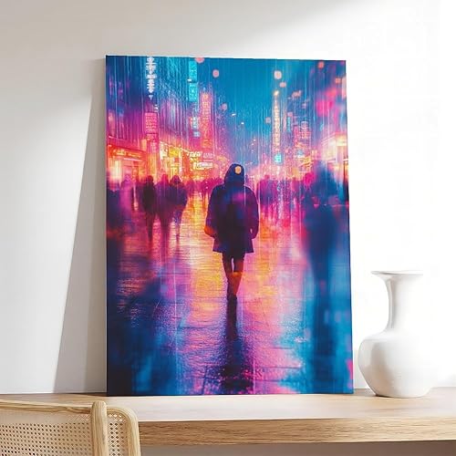 Miniatura 7 de XAHOR Neon Cyberpunk Abstract Print  Synthwave Style Art  Vibrant Digital Wall Decor Canvas Posters Wall Art Bedroom Office Room Decor Gift