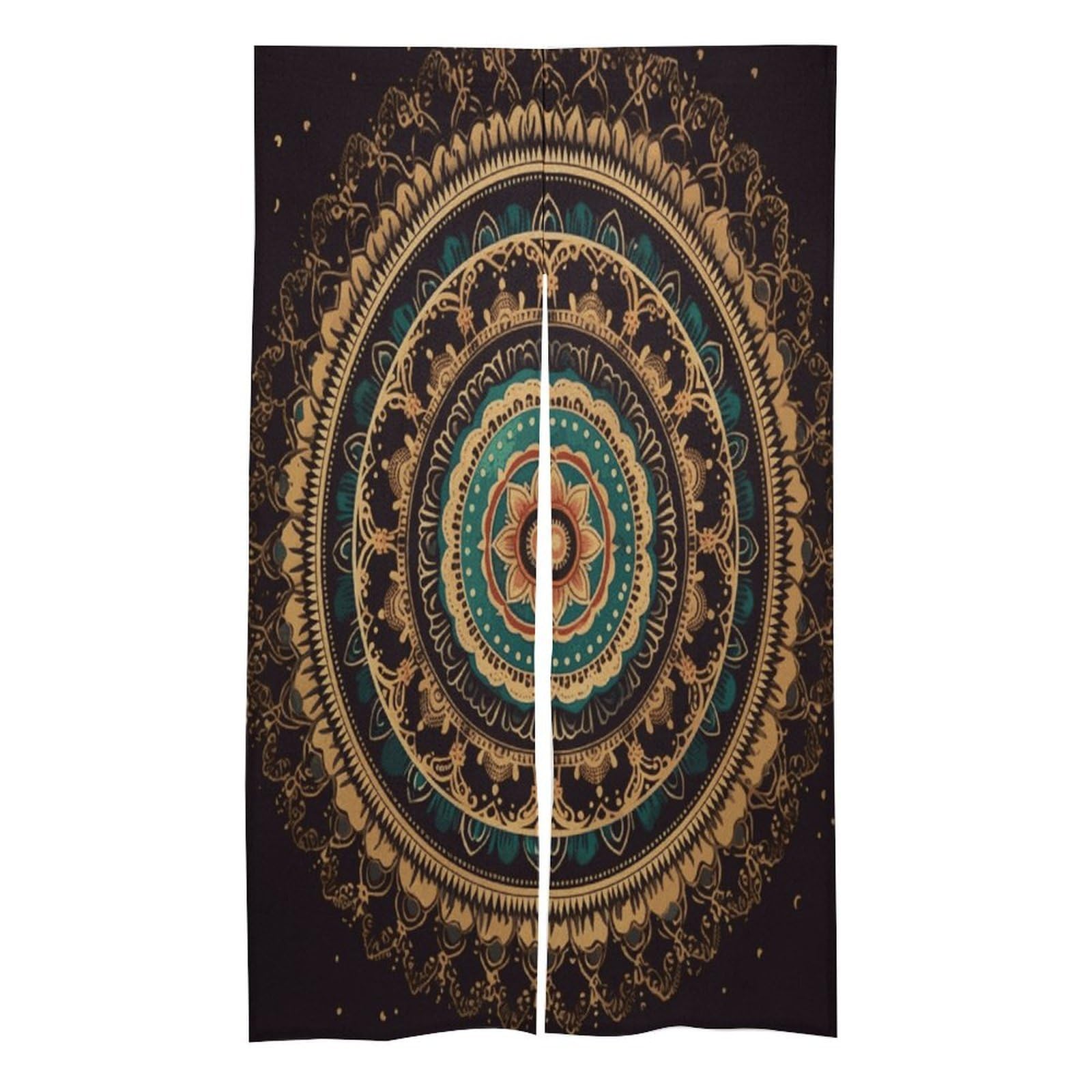 FekiLoot Mandala Door Curtain for Doorway Privacy French Style Theme Blackout Curtain Splice Thermal Insulated Door Cover Rustic Room Divider Home Decoration 17W X 57L in