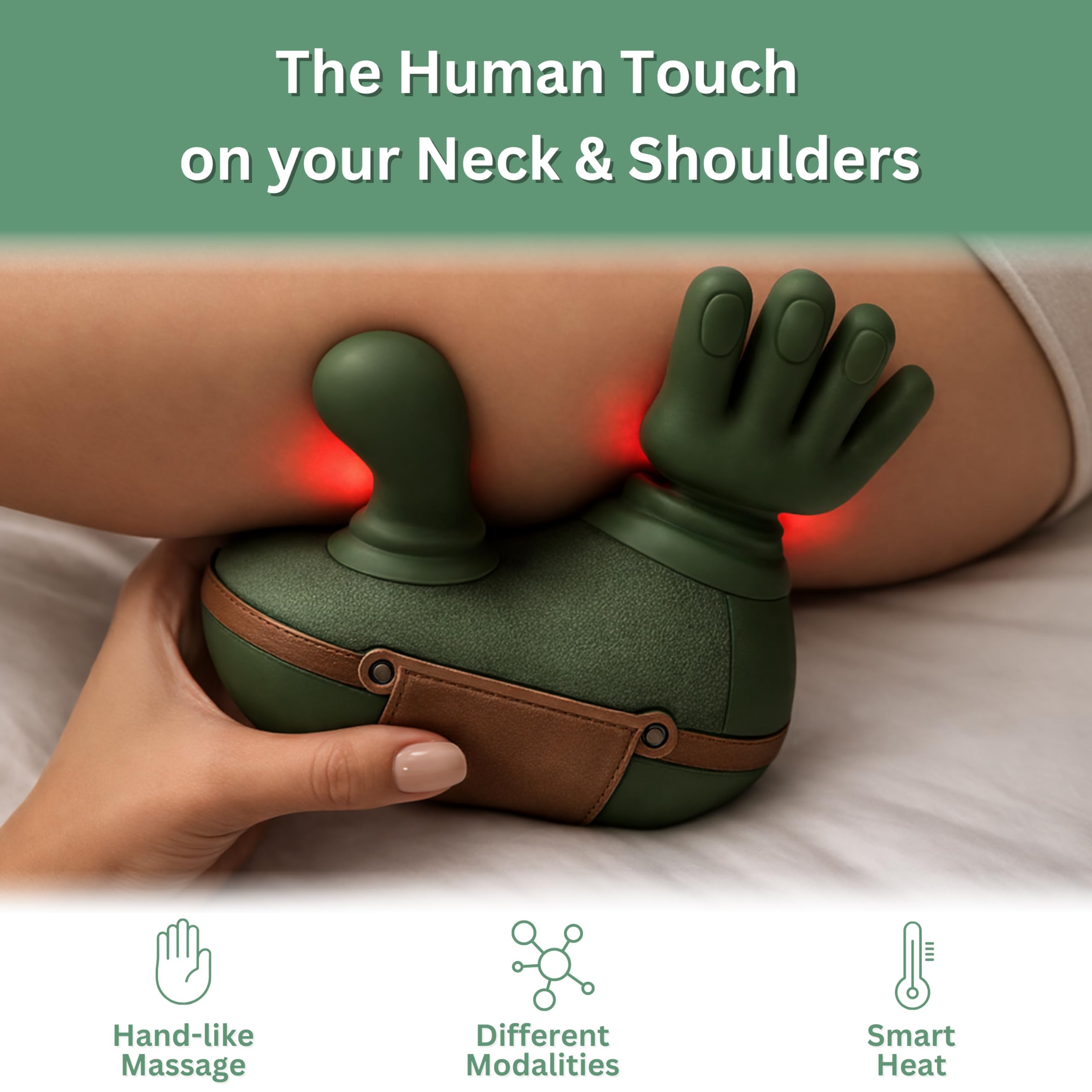 LEVILO Schulter- und Nackenmassagegerät, bionisches beheiztes Massagegerät, Nackenmassagegerät mit Händen & Fingern, simuliert eine echte Handflächenmassage für Komfort, Entspannen Sie