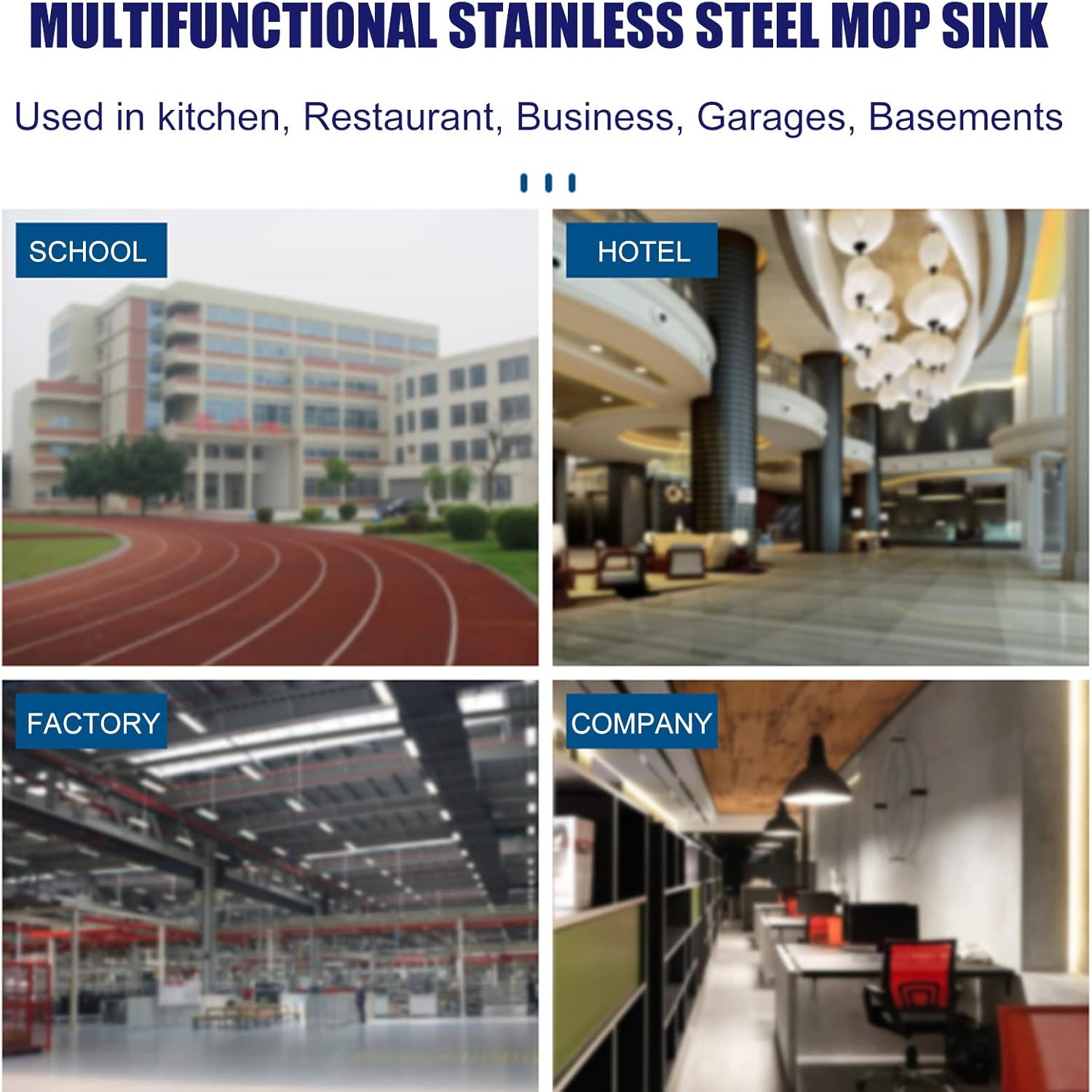 Kitchen Sink,Commercial Floor Mop Sink Utility Tub Mop Bucket, Stainless Steel Mop Service Basin with mop Holder and Wheels, Laundry Room Slop Sink, for Kitchen/Restauran,80.5 * 47 * 98cm