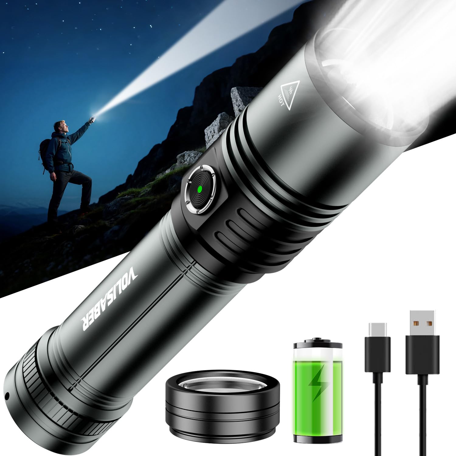 Amazon.com: VOLISABER Flashlight Rechargeable 1500 High Lumens Amazon.com: VOLISABER Flashlight Rechargeable 1500 High Lumens