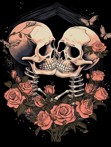 Kits de pintura de diamantes 5D para adultos, amantes de las calaveras, pareja y mariposa, arte de diamantes, fácil para principiantes, redondo y