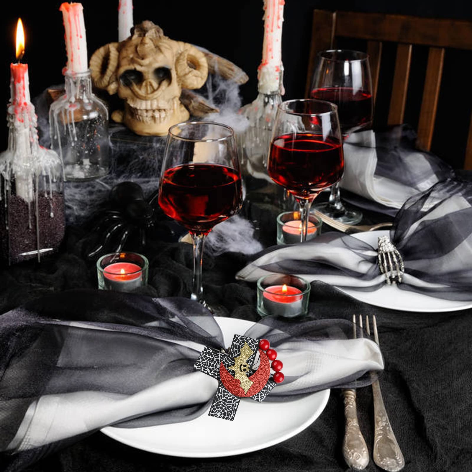 Set Di 4 Tovaglioli Da Cocktail In Cotone Rosso , Verde, Blu E écru