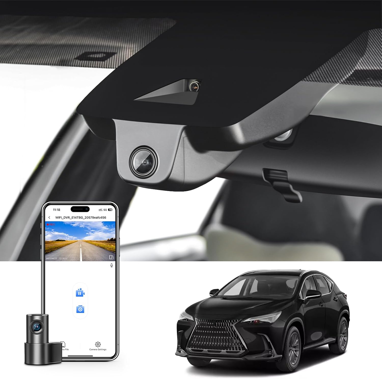 Mangoal Front 4K & Rear 1080p Dash Cam Custom for Lexus NX 2022 2023 2024 2025 2026(Model C), NX350 250 300 450h,OEM Look, UHD 2160P Video, WiFi & App,Loop Recording,Easy to Install,128GB Card