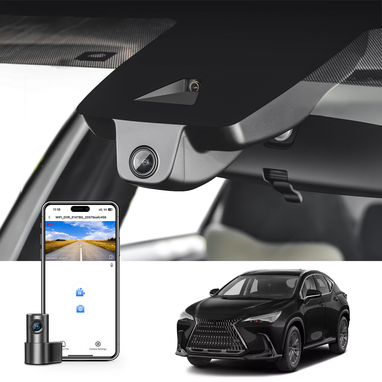 Mangoal Front 4K & Rear 1080p Dash Cam Custom for Lexus NX 2022 2023 2024 2025(Model C), NX350 250 300 450h,OEM Look, UHD 2160P Video, WiFi & App,Loop Recording,Easy to Install,128GB Card
