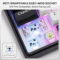 Vista 7 de Redragon K745 PRO Teclado de Juegos Inalámbrico con Sello RGB, Teclado Mecánico de 108 Teclas con 4 Teclas Extra, Enchufe LED Orientado al Sur