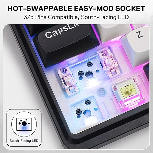 Miniatura 7 de Redragon K745 PRO Teclado de Juegos Inalámbrico con Sello RGB, Teclado Mecánico de 108 Teclas con 4 Teclas Extra, Enchufe LED Orientado al Sur Azul