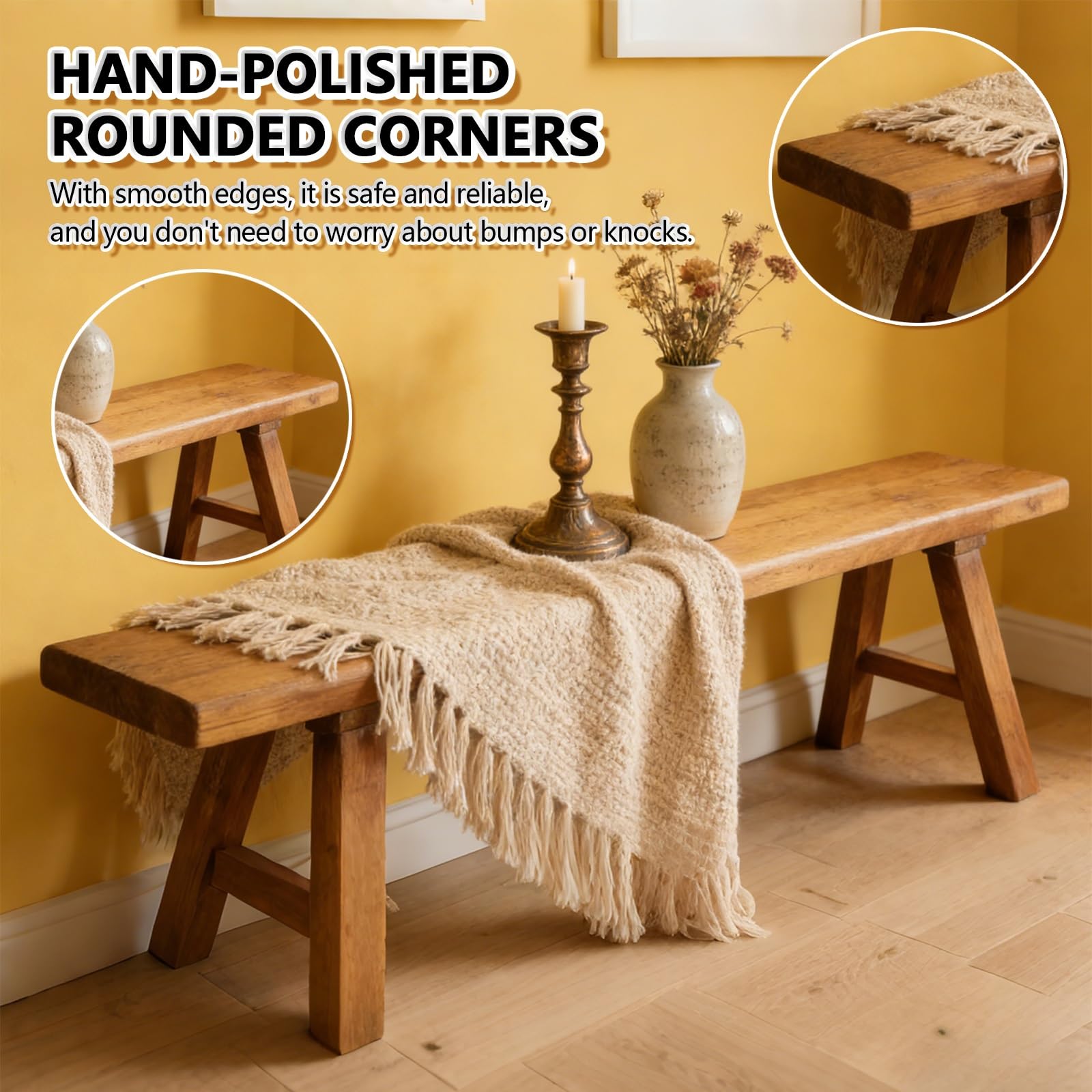 Panca rustica per letto, panca in legno per ingresso interno, panca in legno rustica per sala da pranzo(80cm)