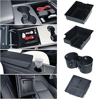 4PCS for Model Y Accessories Center Console Organizer Tesla Model Y Accessories 2021 2022 2023 2024 Tesla Model 3 Accessories Cup Holder Insert Tesla Y Accessories Model Y 2023 Armrest Storage Box
