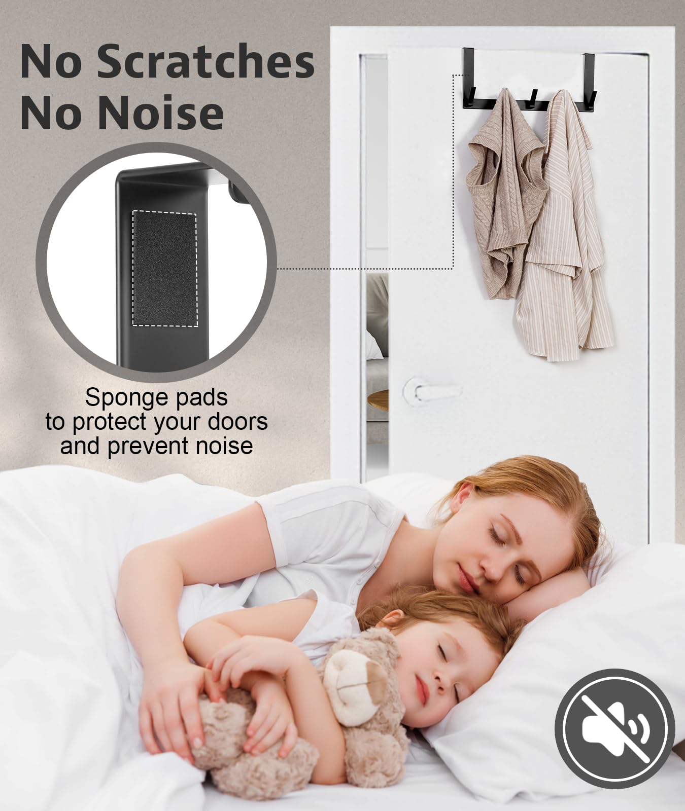 Optish Over The Door Hooks, Door Hanger Hook, Over The Door Towel Rack for Bathroom, Door Towel Hanger for Hanging Clothes Hat (Black, 1 Pack)