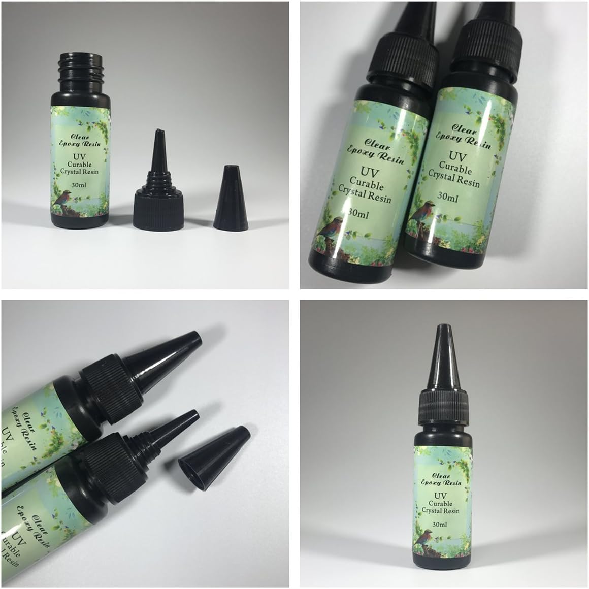 Joligel UV Epoxy Resin Jewelry Making Kit, Non-Toxic, 5x Crystal Clear 30ml + 10x Silicone Molds + 100x Screws + Tweezers + Portable UV LED Lamp with USB + 6 Decorations