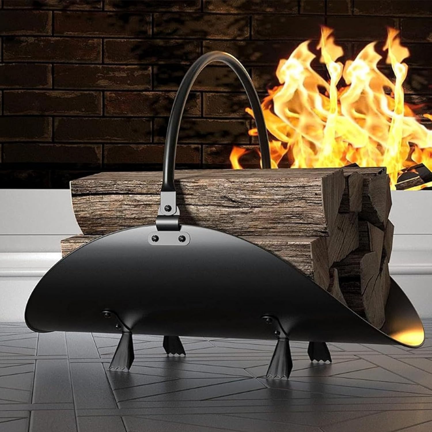 Fireplace Log Holder Indoor Firewood Basket Holder Carrier Wood Rack Storage Organizer Built in Handle