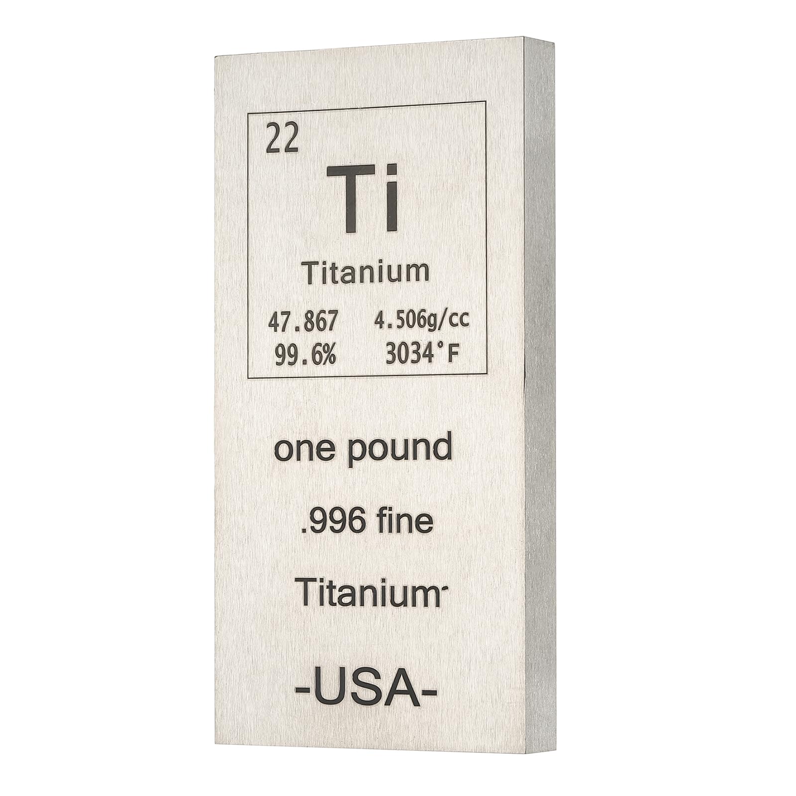 PATIKIL Metal Bar, 1 Pound Titanium Bar Metal Paperweight. 999 Pure Laser Engraved Paper Weights for Office Element Collections Teacher Lab Scientific Experiment