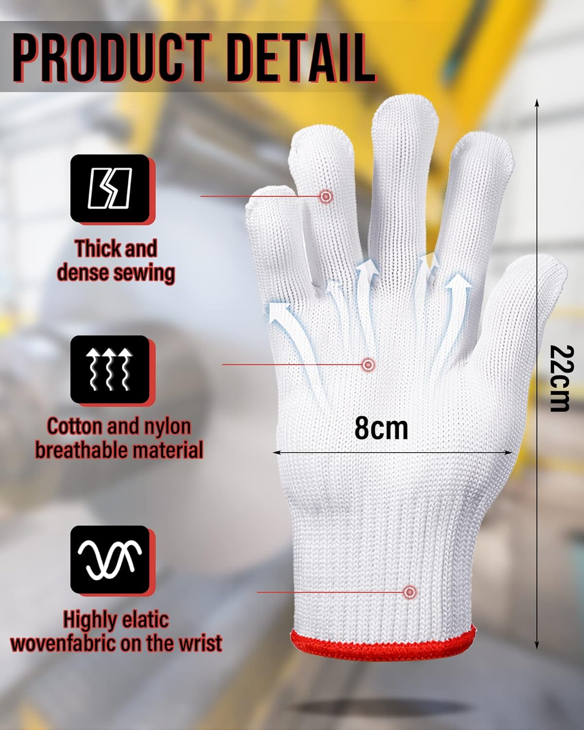 SATINIOR 36 Pairs Hand Work Gloves White Polyester Liners Safety Work BBQ Gloves Liners Men Women Hand Protection