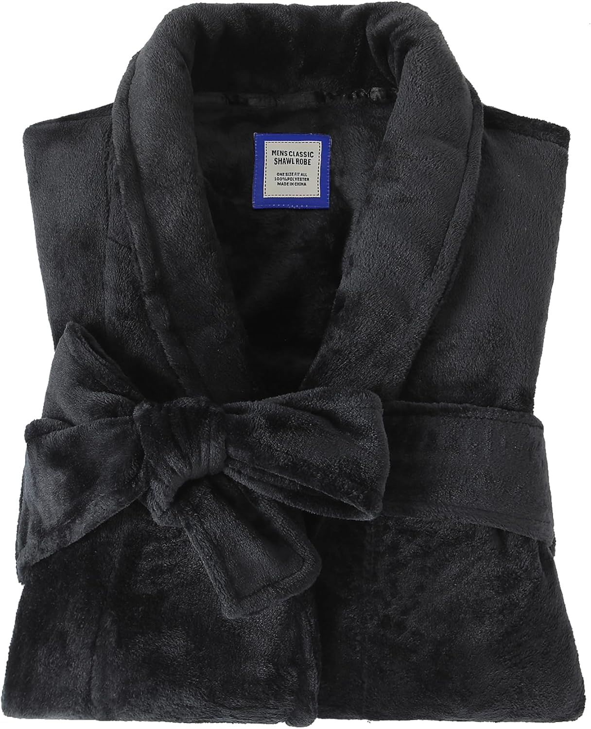 Mens Fleece Bathrobe with Shawl Collar,Soft Warm Knee Length -Mens' Plush Bathrobe- Soft Fleece Spa Bath Robe for Men