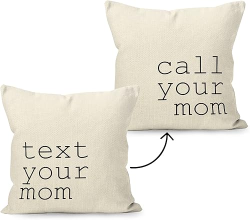 Liosei Call Text Your Mom - Funda de almohada reversible de lino de 18 x 18 pulgadas regalos de graduación para decoración de dormitorio