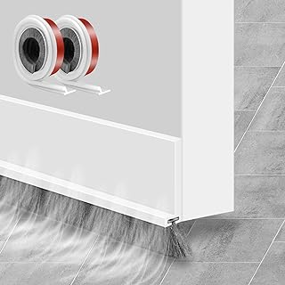 2 Stück Tür Bürstendichtung Zugluftstopper für Türen, Türdichtung Selbstklebend Weiß, Türbesen Türbürste Dichtungsband Zuschneidbar, Bodenabdichtung mit Bürste, 100cm x 5.2cm