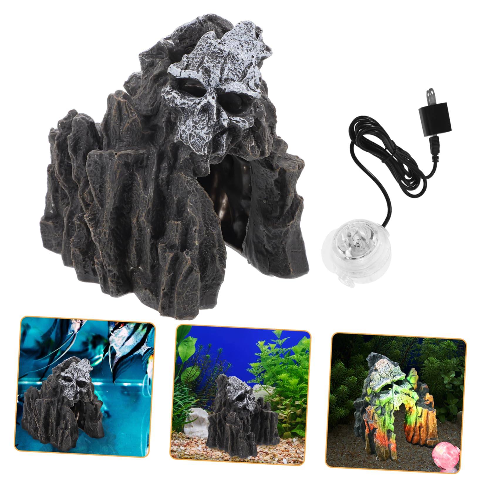 BESPORTBLE 3 Piezas Decoraciones De Paisaje Acuático Adorno De Acuario Esqueleto Decoración del Acuario del Cráneo Ornamento del Paisaje del Acuario Cueva del Escondite del Acuario Resina