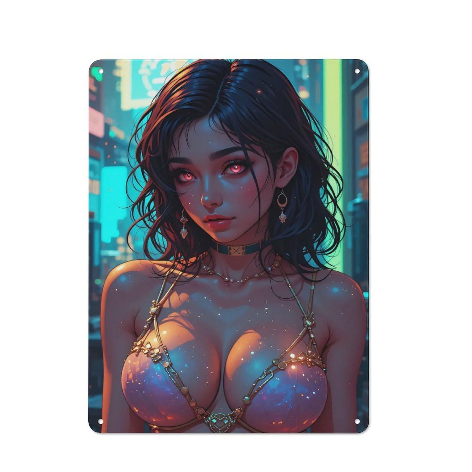 Woman Portrait Retro-style Tin Sign 40x30cm for Guest Room Or Hallway, for An Autumn Update to Guest Room And Hallway