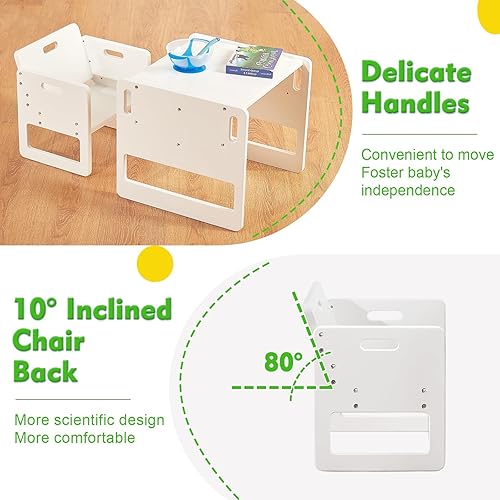 Miniatura 4 de FUNLIO Montessori - Juego de mesa y silla de destete para niños pequeños de 1 a 3 años, juego de mesa y silla para niños pequeños de altura