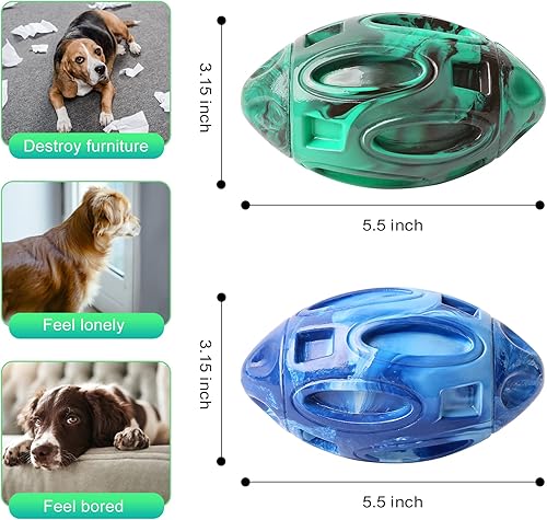 Miniatura 4 de Paquete de 2 juguetes chirriantes para perros masticadores agresivos, grandes, medianos y pequeños, juguete interactivo para masticar perros de goma