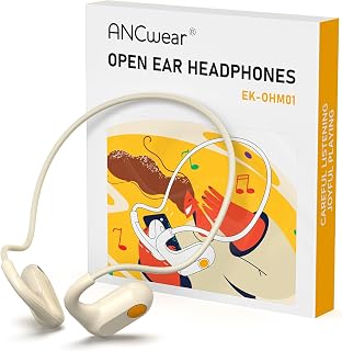 ANCwear Open Ear Kids Headphones Bluetooth 5.2, Sports Headphones Wireless Bluetooth, 17g Ultralight IP56 Waterproof 7H Battery Life (Cream) (Cream)
