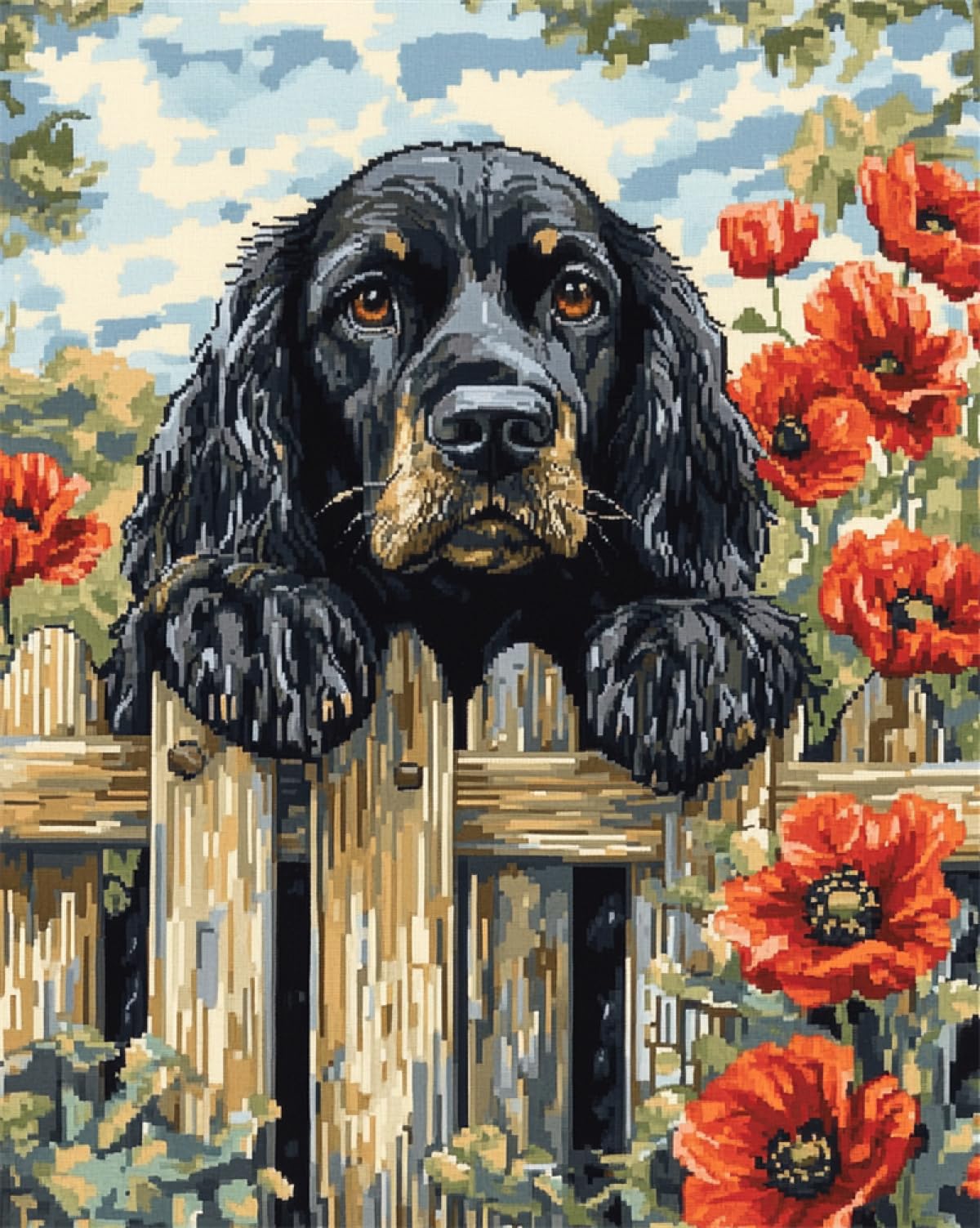 Axiangzik F N.lanshan Dog Animal Diy Tapestry Kits Or Adults Cartoon Cocker Spaniel Diy Latch Hook Kits Hand Craft Embroidery Tapestry Carpet Rug Making Enthusiasts Gift 80X115cm