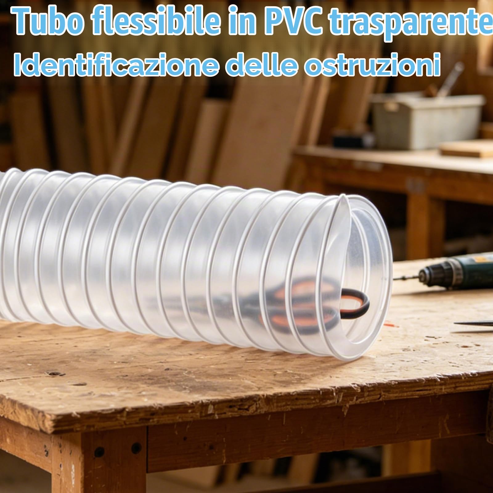 50 mm tubo di aspirazione in PVC trasparente, tubo in PVC, tubo a spirale trasparente, tubo di aspirazione, tubo per aspirapolvere per uso industriale, pompa per laghetto, tubo di aspirazione da 3