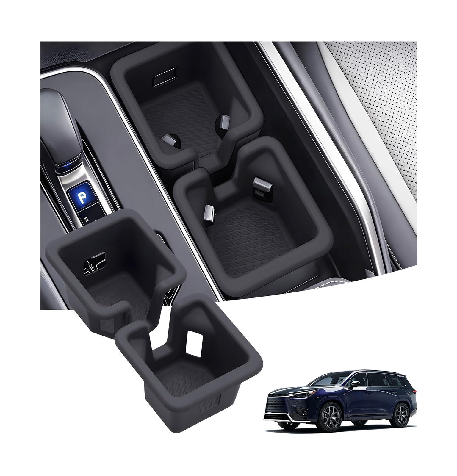 Center Console Cup Holder Inserts for Lexus TX TX350/TX500h/TX550h+ 2026 2025 2024, Interior Accessories Center Console Silicone Car Cup Holders Covers Protector for 2024-2026 TX, Black