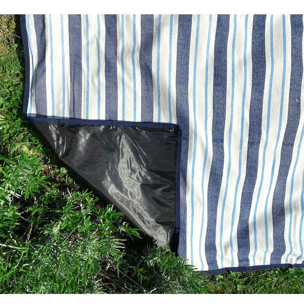 Les Jardins de la Comtesse - Tovaglia da picnic rettangolare XL a righe bianche e blu - Copertura impermeabile in cotone e poliestere - 280 x 140 cm - Anche per tavolo da giardino - 8/12 persone