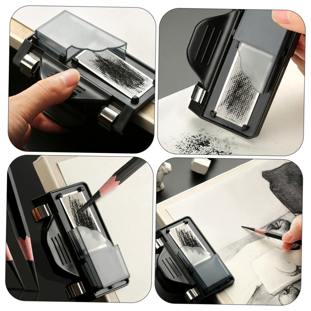 NUOBESTY 4pezzi Temperamatite Portatile Per Matite e Carboncini Strumento Di Affilatura Per Artisti e Fai Te Facile Da Trasportare Realizzato Resistente Design Elegante e Funzionale