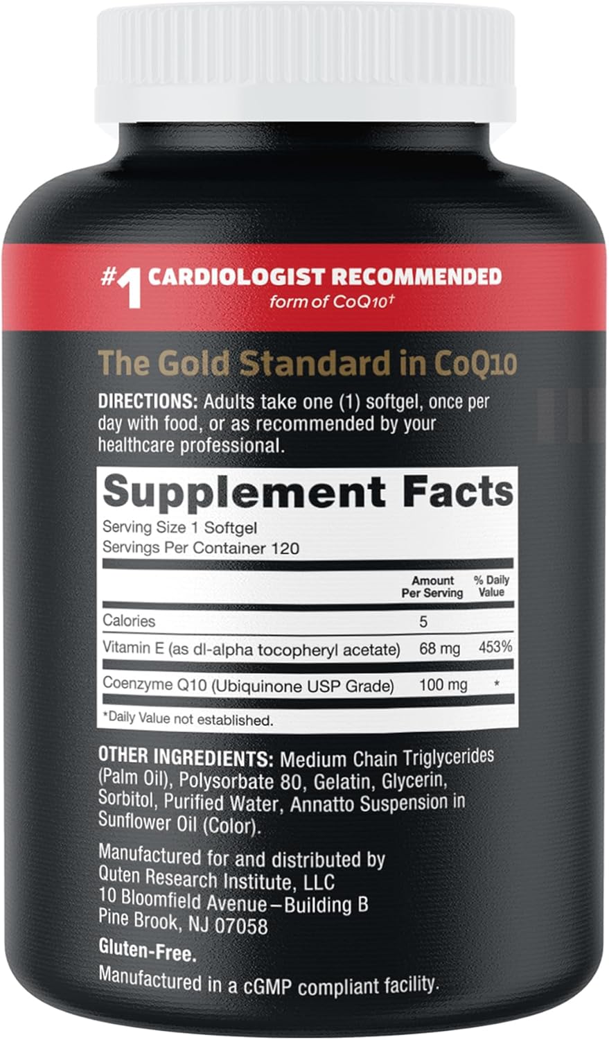 Qunol Ultra CoQ10 100mg, 3x Better Absorption, Patented Water and Fat Soluble Natural Supplement Form of Coenzyme Q10, Antioxidant for Heart Health, 120 Count Softgels