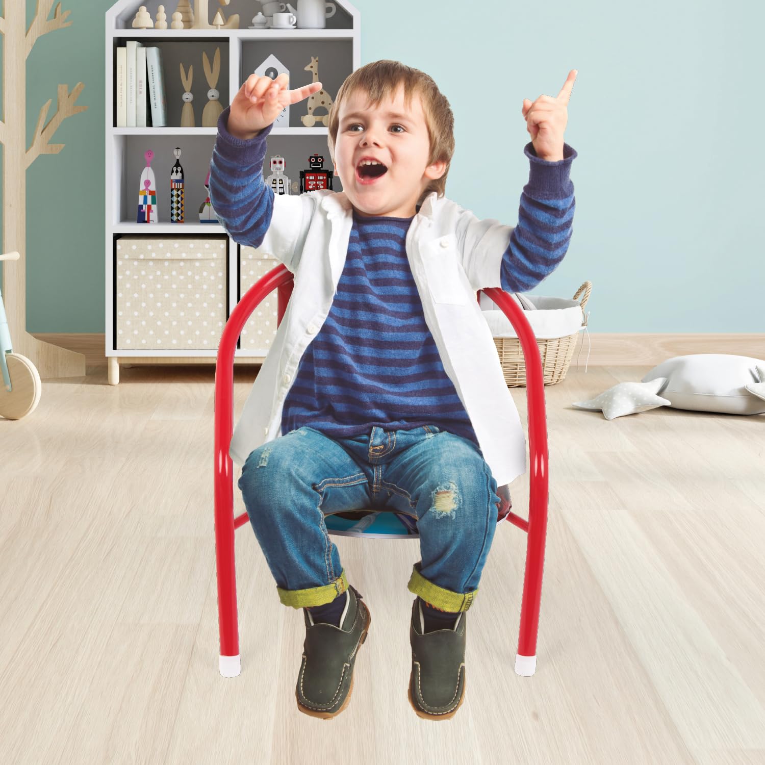 ARDITEX Silla Infantil Spiderman, Silla Metal 35,5 x 30 x 33,5 cm Roja