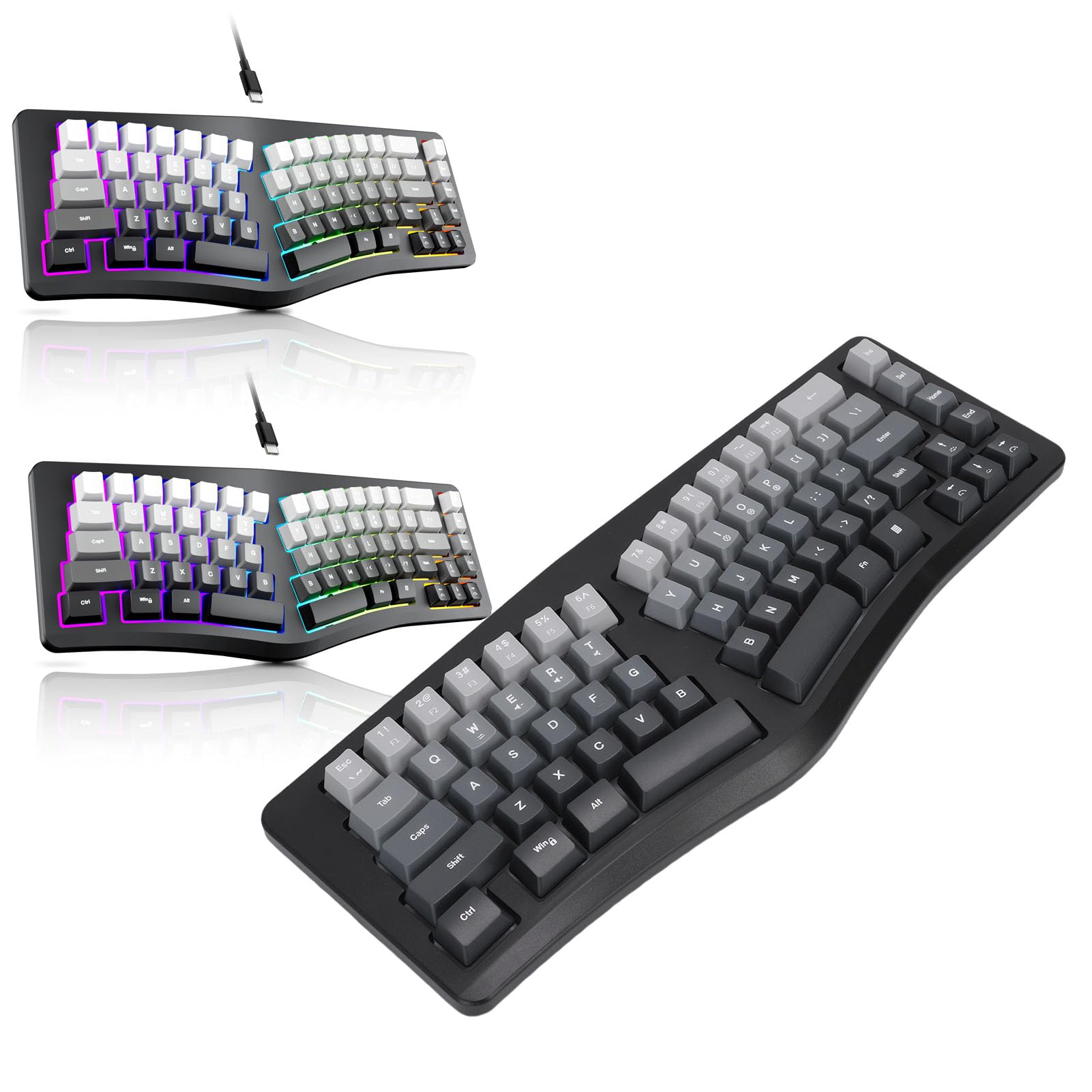 Sxhlseller Tastiera Ergonomica Cablata, Tastiera Compatta a 69 Tasti con Retroilluminazione RGB per Viaggi D'affari, Tastiere da Gioco Meccaniche a 7 Colori per OS X