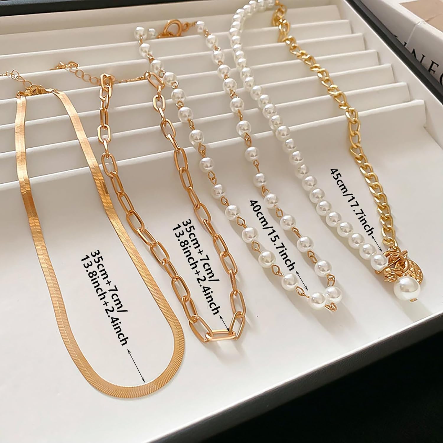 4 Pcs Layered Gold Necklace For Women Trendy Adjustable Chunky Pearl Stacked Choker Necklaces Charm Multilaye Paperclip Chain Necklace Set For Beach Jewelry - Image 6