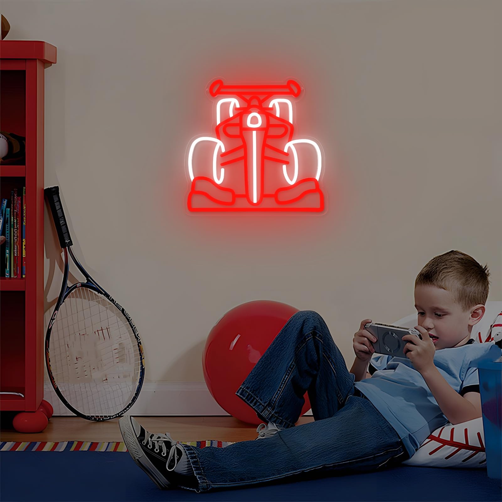 Neonowy znak samochodu sportowego, fajny samochód, dekoracja ścienna, zasilane przez USB, ściemniane, neonowe światła, akryl, do sypialni, pokoju gier, garażu, męskiej jaskini, prezenty urodzinowe