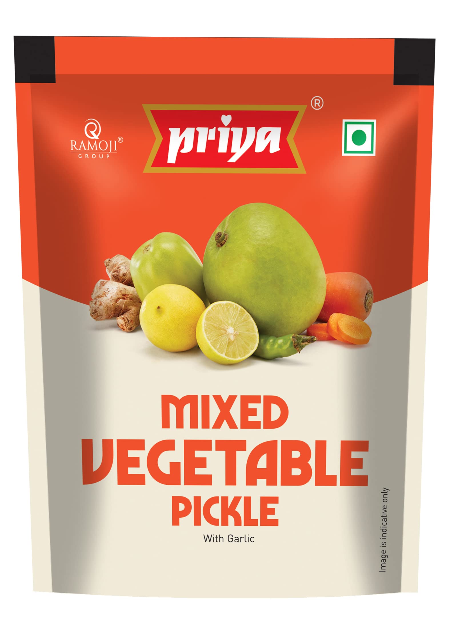Priya Mixed Vegetable Pickle with Garlic Total 700gm | 35g Each Sachet I Authentic Telugu Style Mixed Achar | Traditional South Indian Taste | Homemade Andhra Pickles| Tangy and Spicy | Easy To Carry | Travel Friendly | (Pouch Pack of 20)