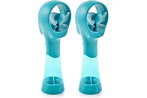 Elite Battery Powered Handheld Water Misting Fans (2 Pack, Teal)
