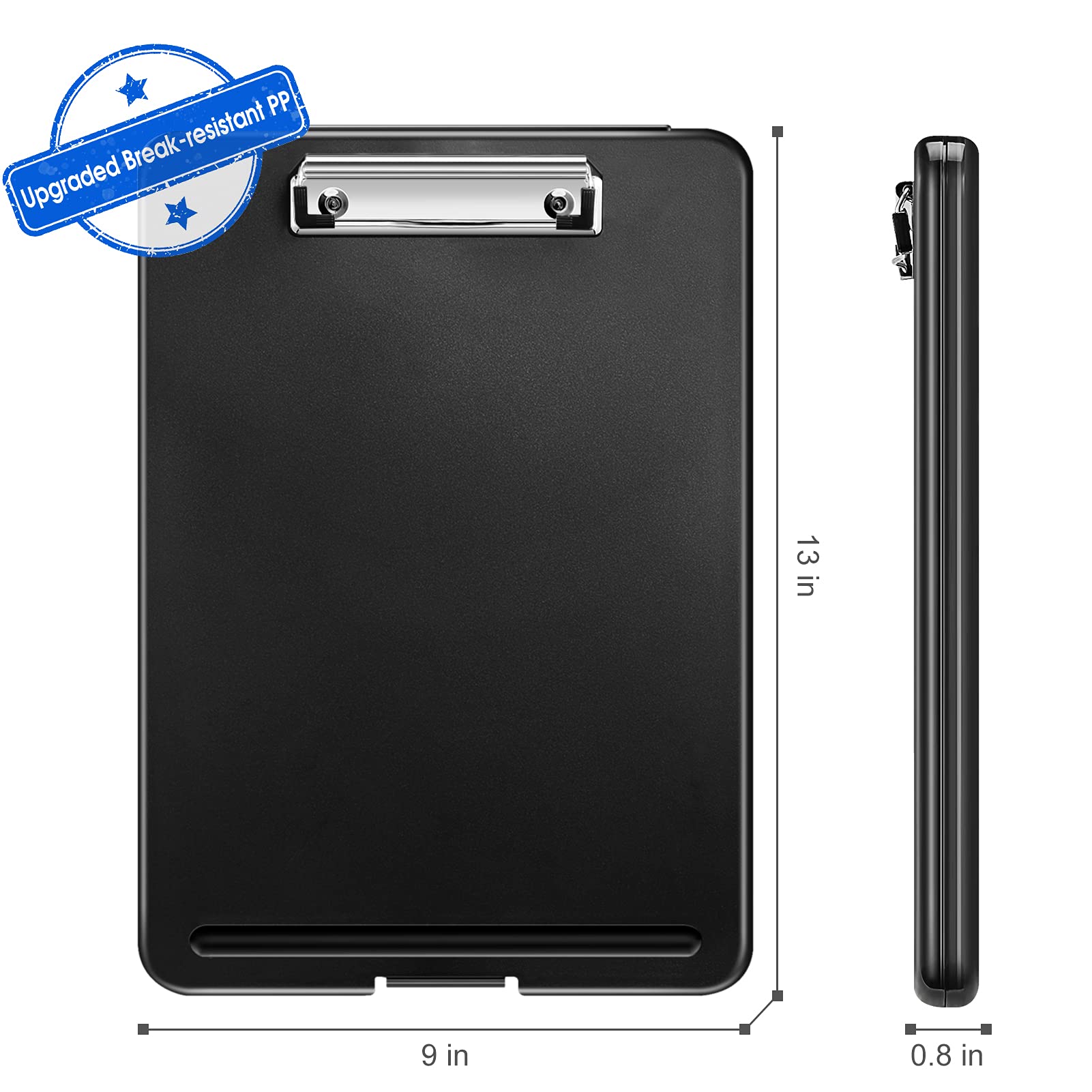 SITHON Portapapeles de Plastico con Almacenamiento, Porta Papeles Clipboard para Enfermeras Estudiantes Profesores, Carpeta con Pinza A4 para Escuela Hogar Oficina Plegar Portapape, (Negro)