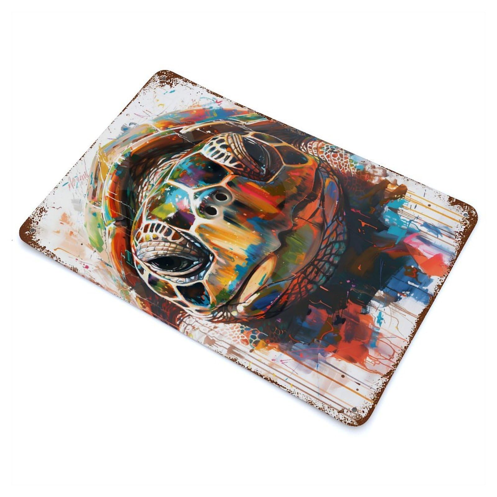 Vintage Metal Tin Sign Splash Watercolor Turtle 11.8"x7.9", Industrial Home Decor for Farmhouse, Kitchen And Entryway Decor