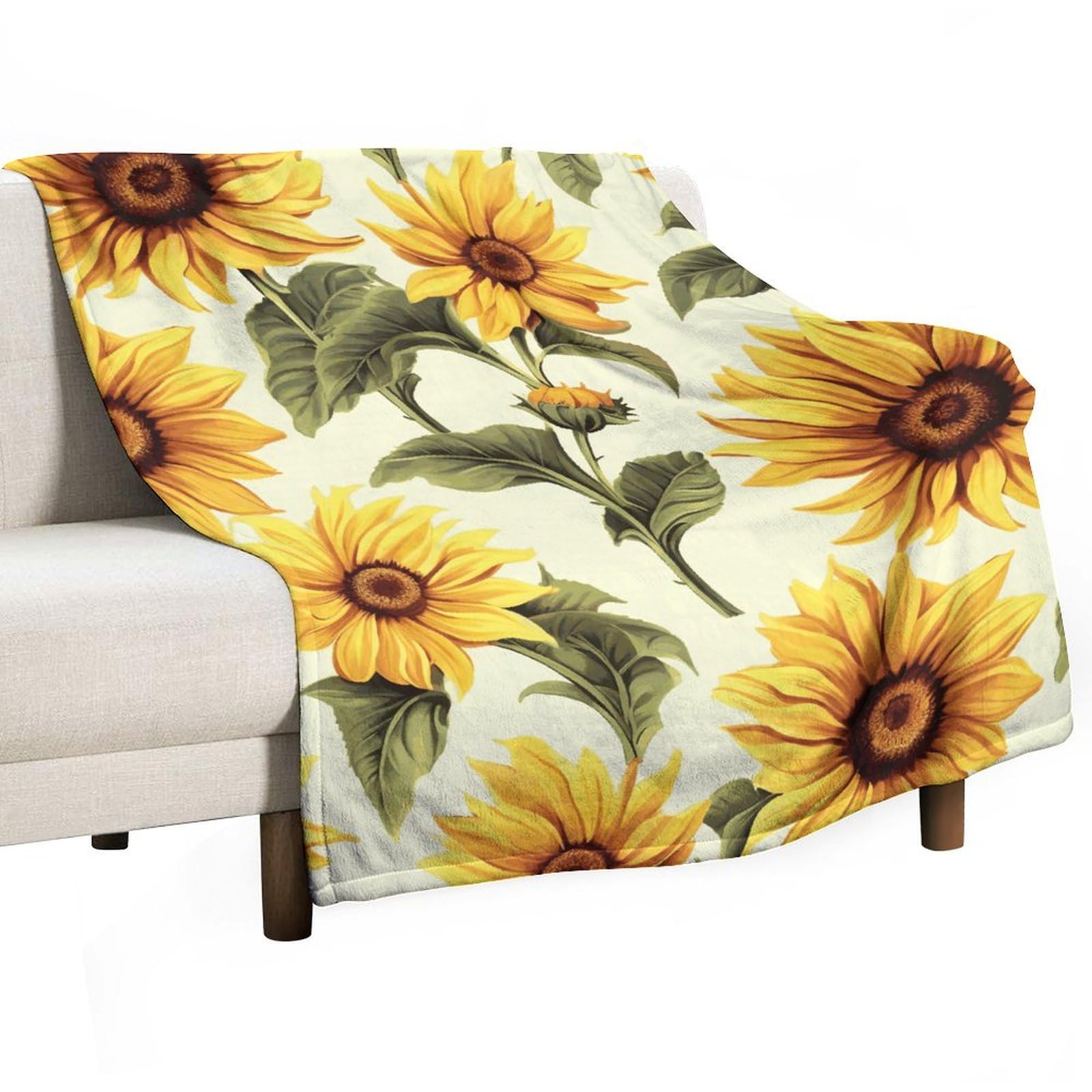 Couverture flanelle légère tournesol pour vos soirées sur le canapé et pique-niques