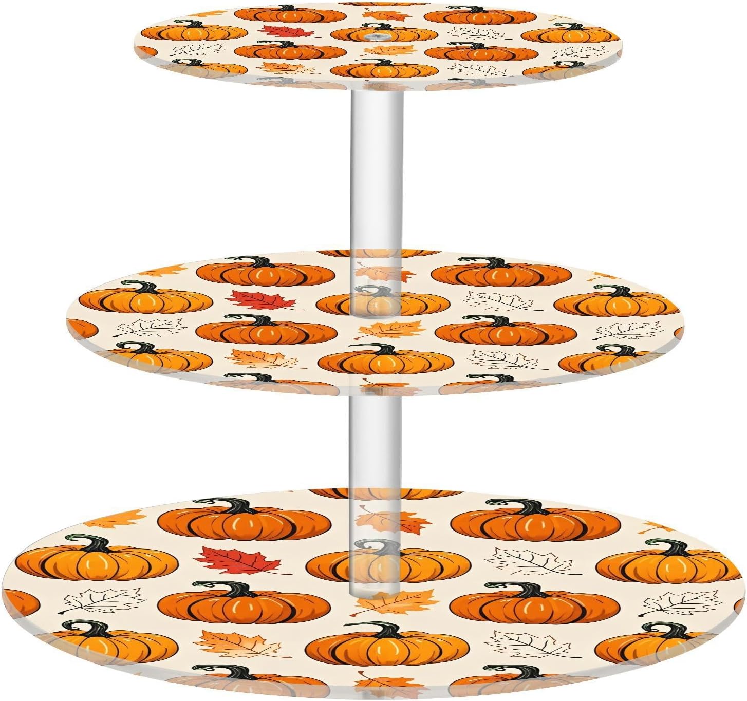 Autumn Fall Maple Leaves Pumpkin Thanksgiving 3 Tier Acrylic Cupcake Stand, Cupcake Stand for 34 Cupcakes for Weddings,Christmas,Holidays,Parties,Birthday,Printed Cupcake Tower 23300960