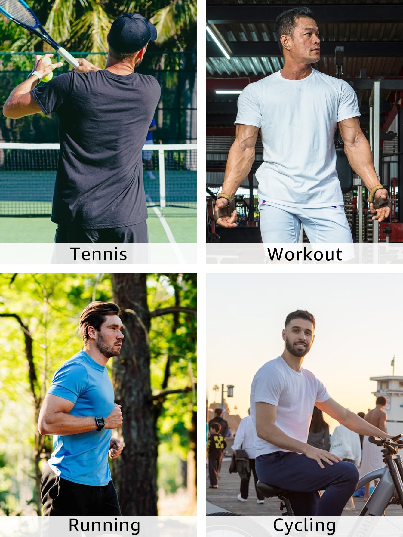 Paquete de 4 camisetas de manga corta para hombre, de secado rápido, cuello redondo, atlético, correr, gimnasio, entrenamiento, camiseta de manga corta - 2