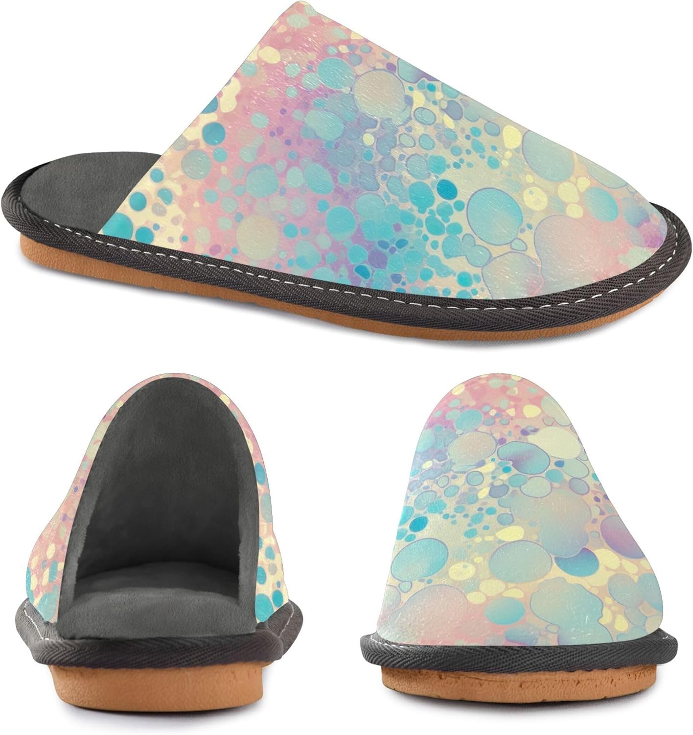 Glitter Texture House Slippers – Cozy Fuzzy Slippers for Guests, Washable & Disposable, Perfect for Shoeless Home, Spa & Hotel Use A110850