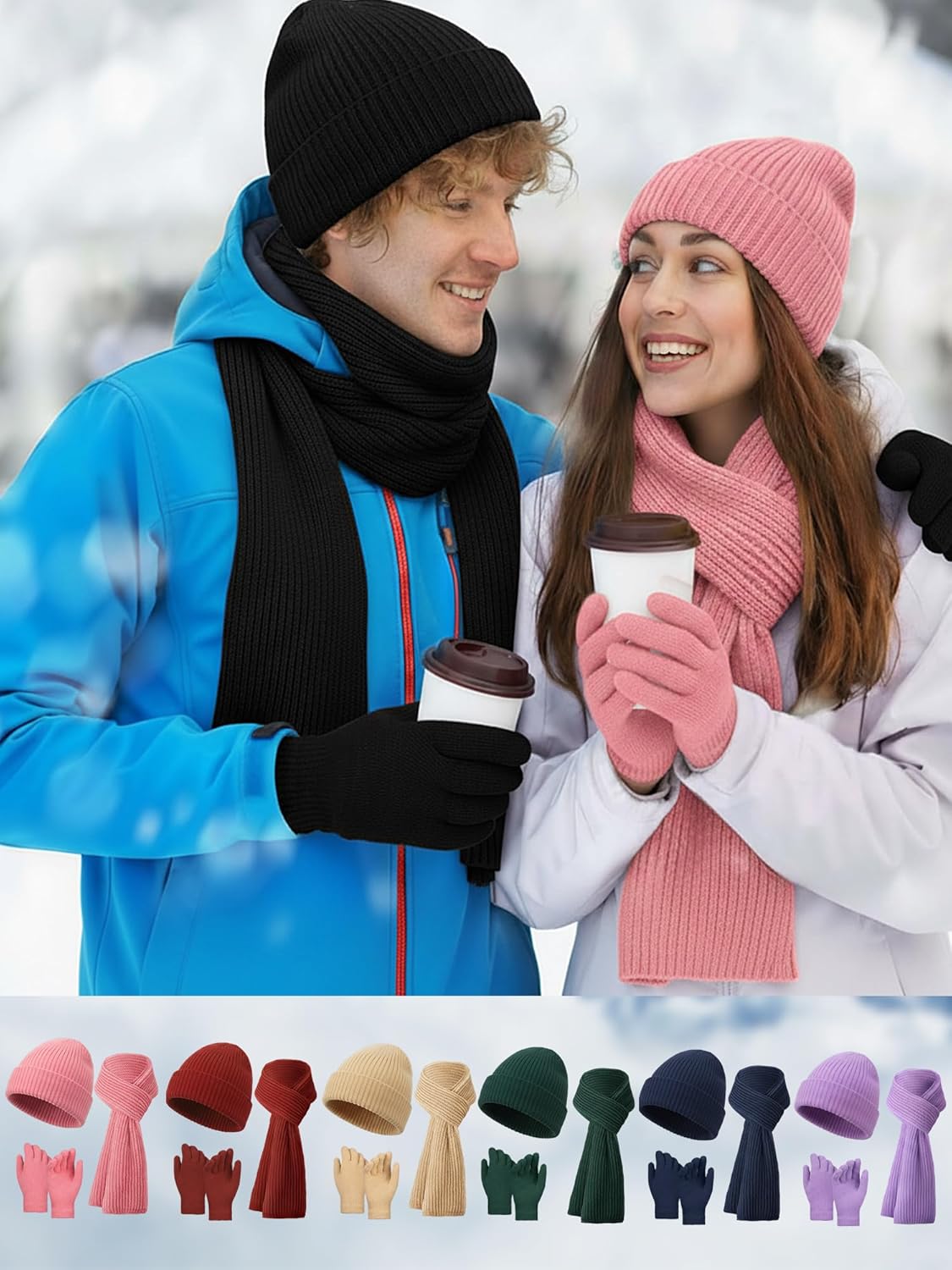 Suhine Winter Beanies Scarves Gloves Bulk Thermal Knit Hat Touch Screen Gloves Set Homeless Donation Charity Gift Women Men - Image 6