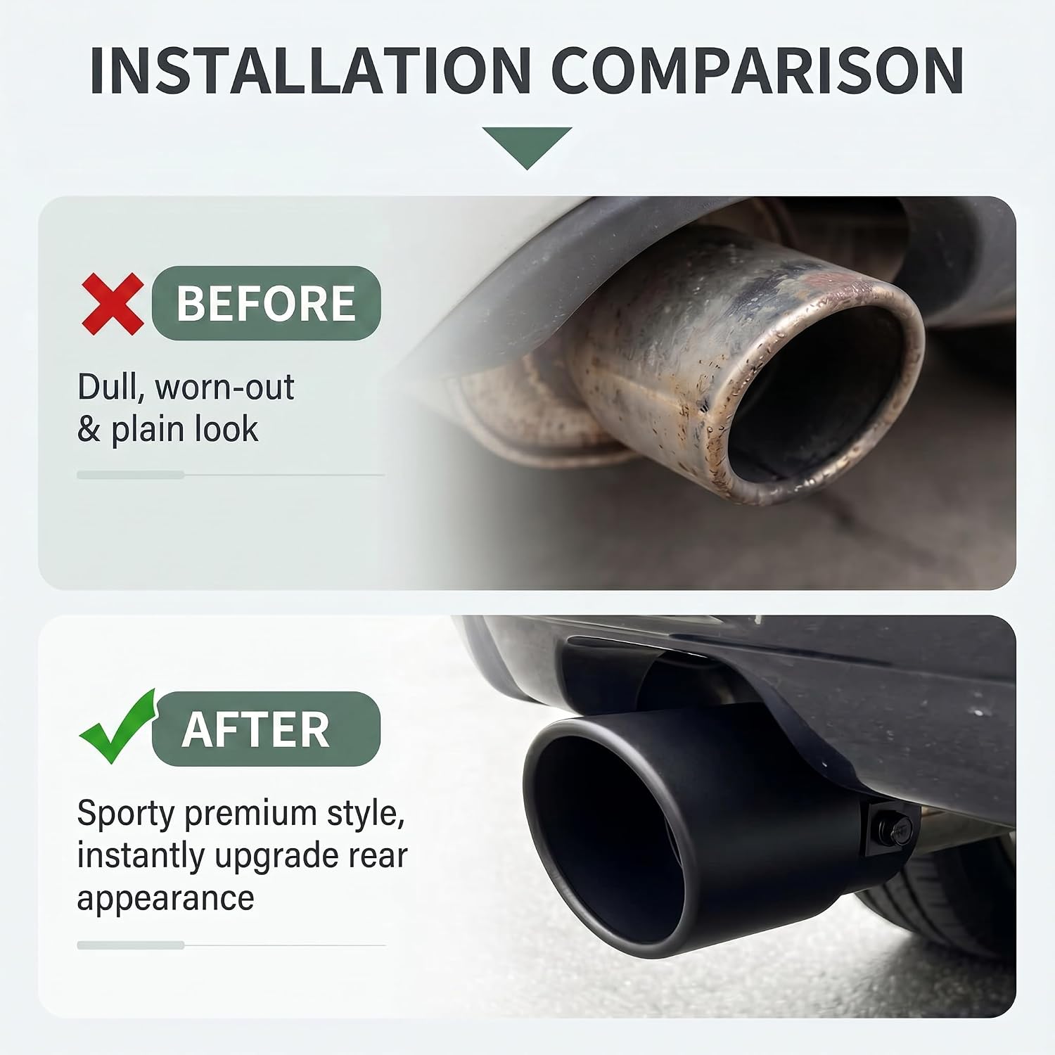 Stainless Steel Car Exhaust Tip, Adjustable 2.75"-3" Car Exhaust Tail Muffler Tip Pipe, Heavy-Duty Angle Cut Polished Black Coated Auto Exhausts Pipes, Universal for Most Vehicles (Black)