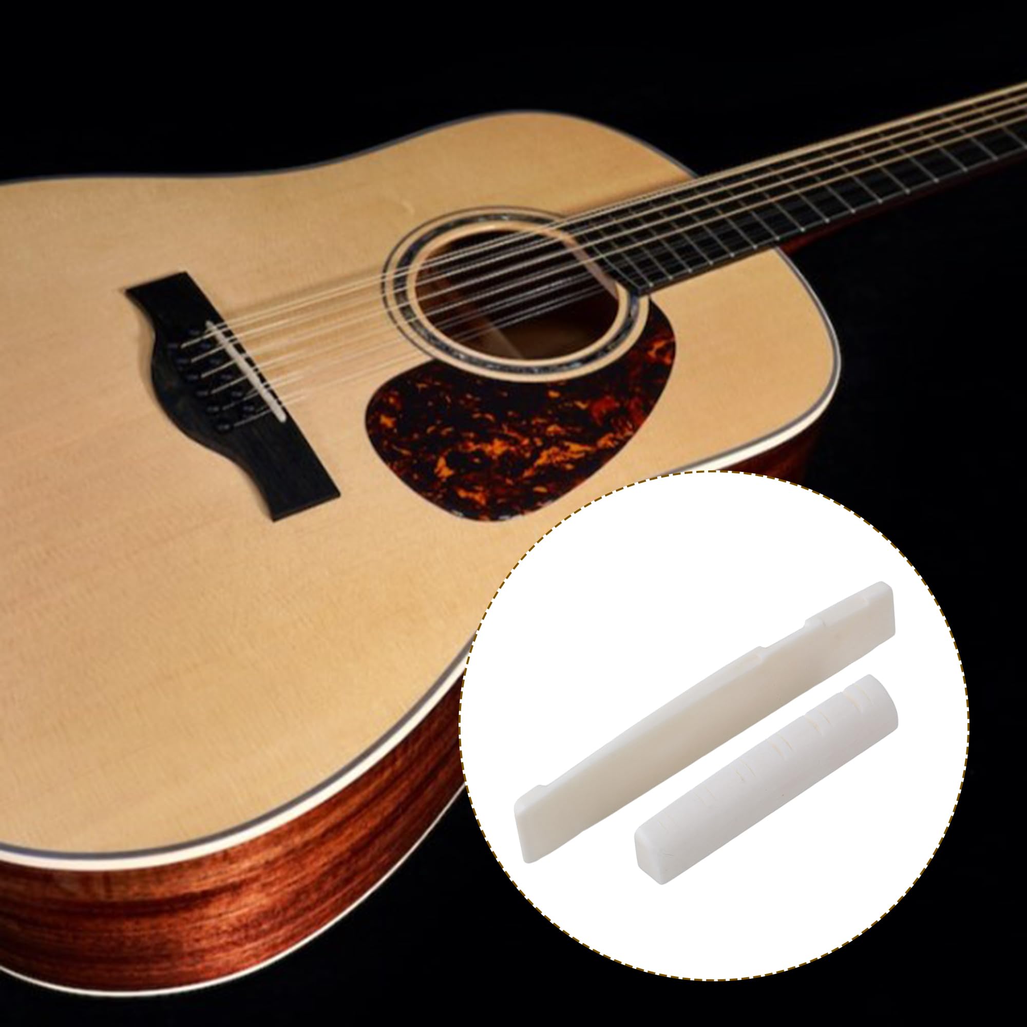 Yibuy 140 pezzi 12 corde folk chitarra ponte scanalato selle dadi con perni in legno