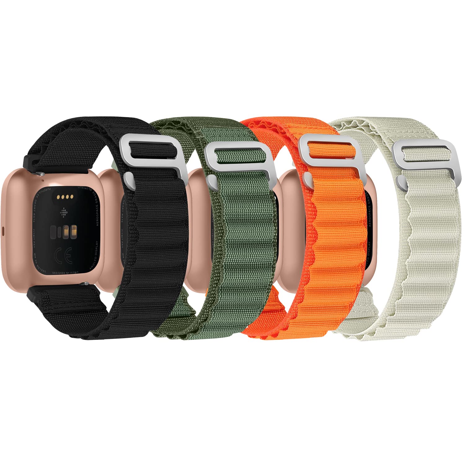 FTYQUEE Replacement Bands Compatible with Fitbit Versa/Versa 2/Versa Lite/Versa SE for Women Men,Soft Polyester Sport Band with G-Hook Nylon Bands for Fitbit Versa Smart Watch