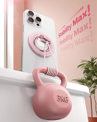 andobil [2026 3rd Gen] Magnetic Phone Grip for MagSafe [360 Rotatable & Ultra-Stable] Two-Sided Magnet Cell Phone Ring Holder Compatible with MagSafe Accessories, iPhone 17 Air 16 15 14 Pro Max, Pink